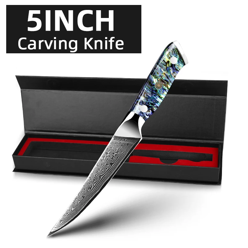 MYVIT Damaststahlmesser Kochmesser VG10 67-lagiges Hackmesser Schälbrotmesser Dauerhaft scharfer Abalone-Muschelgriff 8