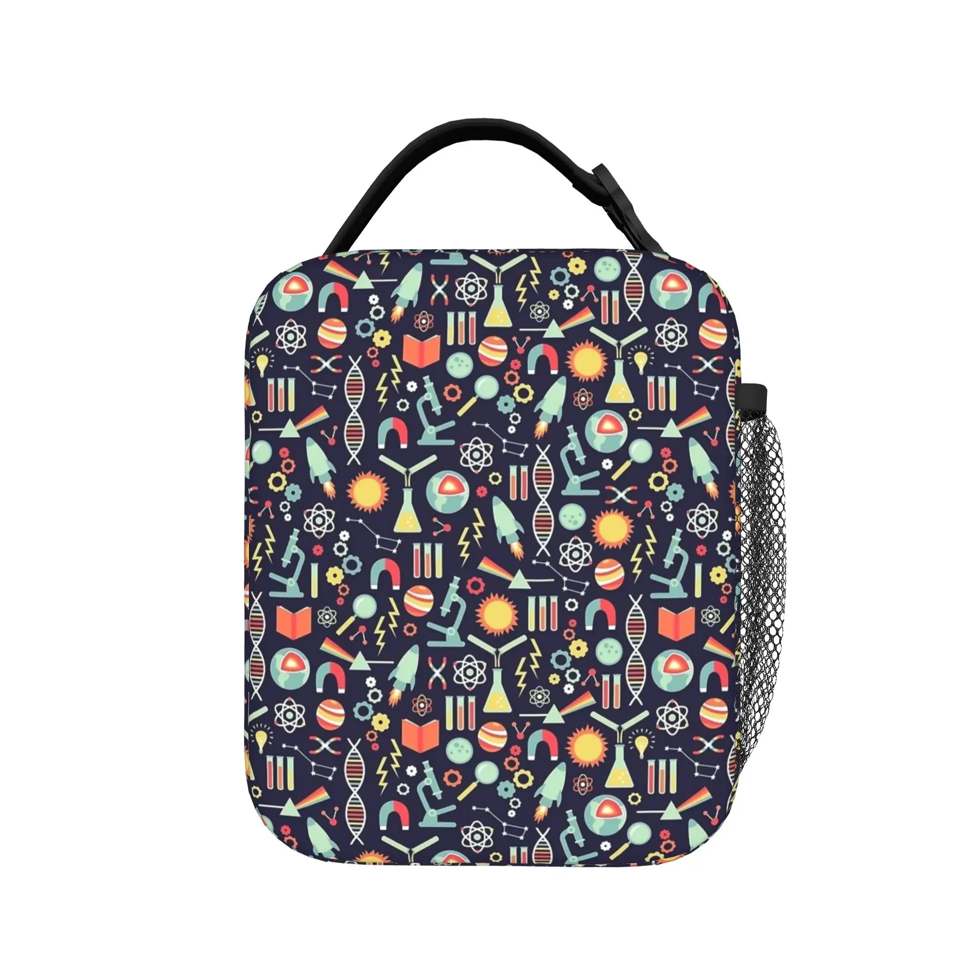 Lunch Bag Chemistry Lab Science Equipment Pattern Picnic Lunch Box For Women  Leisure Convenient Designer Cooler Bag
