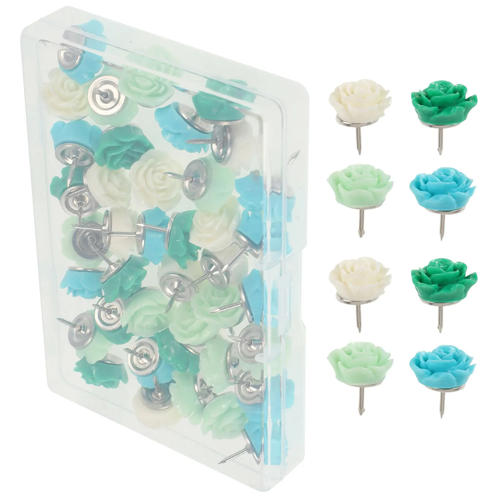 40 قطعة دبابيس ضغط زهرة الورد للوحة الفلين مشرق مسامير الإبهام الصغيرة الزخرفية مكتب المنزل خريطة المدرسة مكتب الحرفية