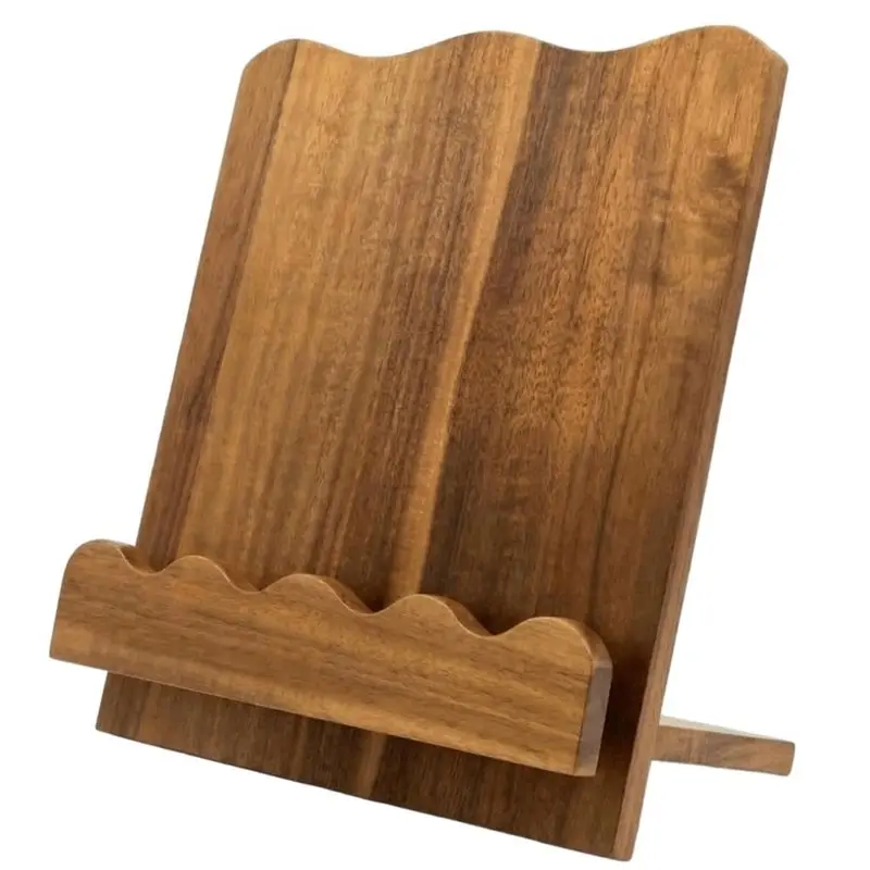 AB42-For Kitchen Counter Cookbook Stand In Beautiful Wooden Design, Solid Wood Scalloped Book Holder For Cookbooks& Tablets