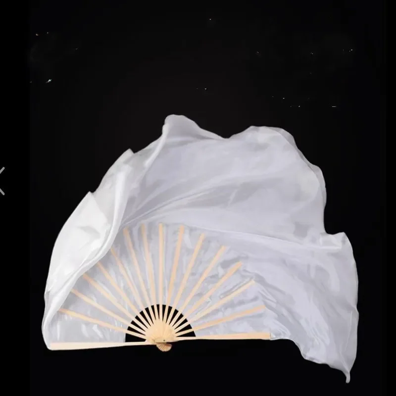 Plain White Fan Veil Hand Made Belly Fans Folk Art Dancing Performance Party Stage Fan 100% Silk Customized Size Color On Sale