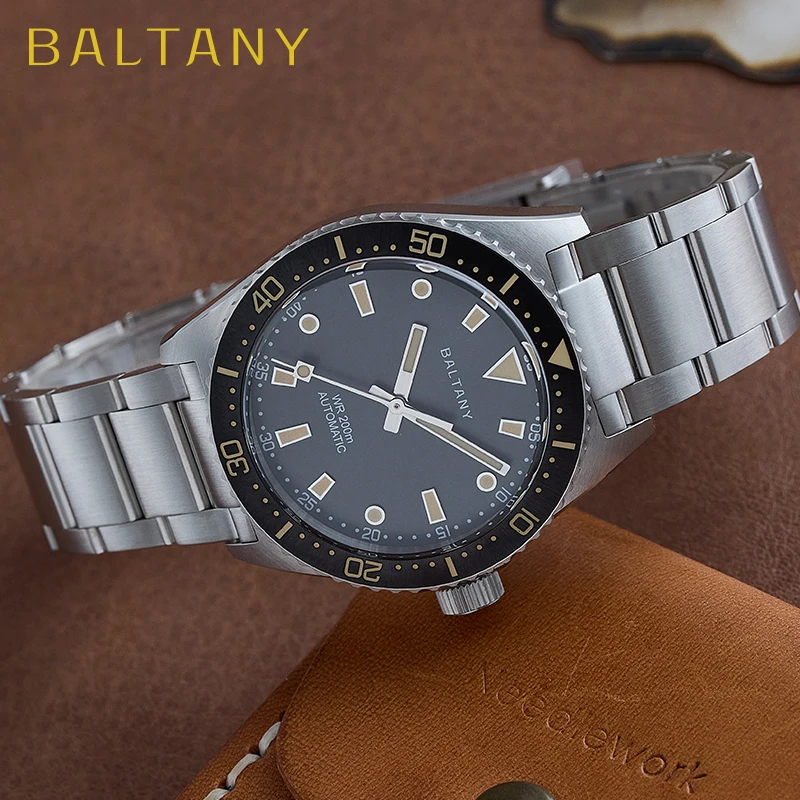 

Baltany 39 мм ретро дайверские часы мужские S3080 браслет из нержавеющей стали NH38 автоматические часы 200 м водонепроницаемые классические спортивные часы