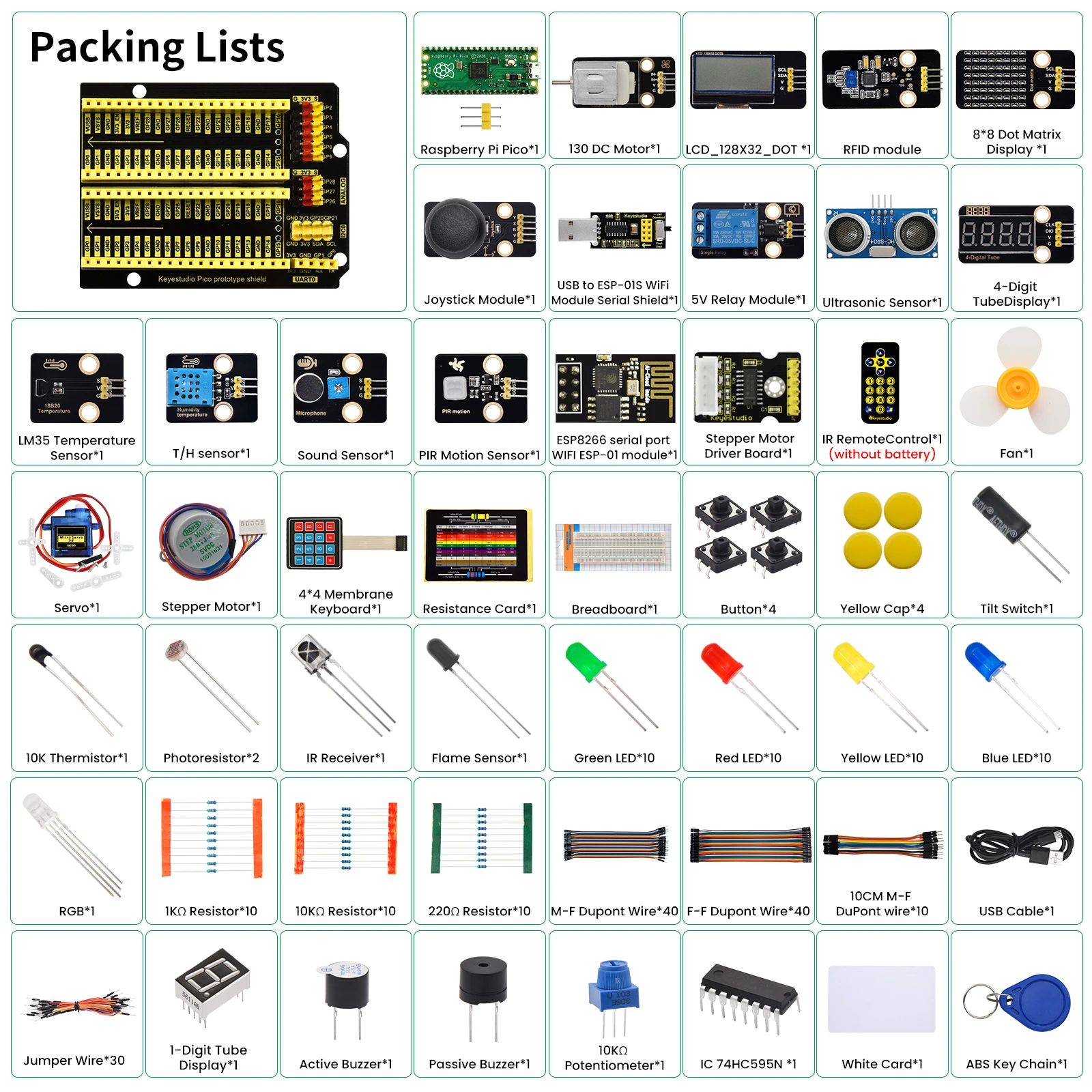 Kidsbits Raspberry Pi Pico Ultimate Starter Kit+104 Projects Compatible Lego Blocks For Python Code / Arduino C Code Programming