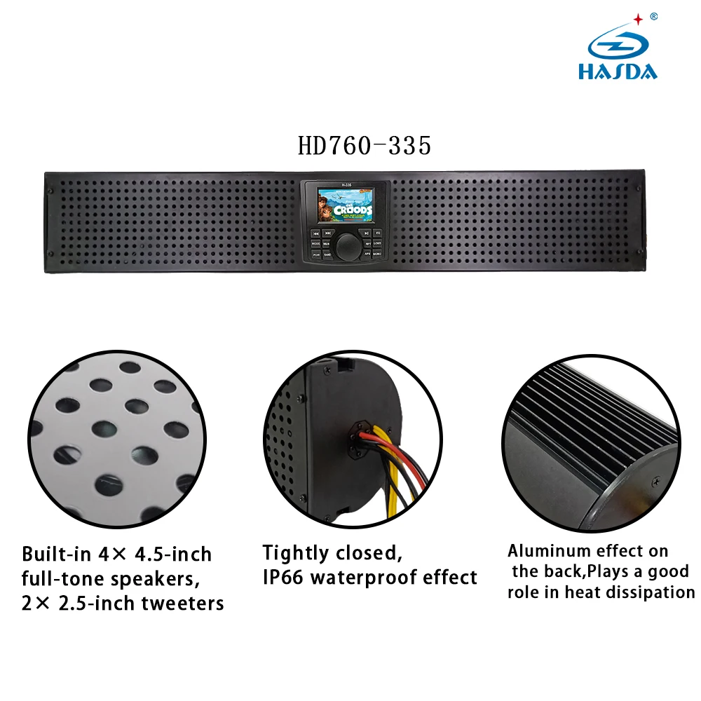 Airow auto UTV  Sound System Golf Cart Boat Audio 76cm 30
