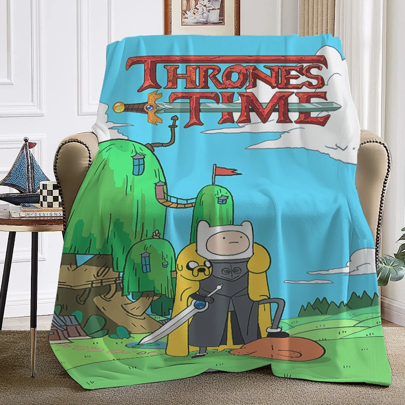 

Custom Blanket Sofa Winter Warm T-Adventure Time King Size Fleece Camping Decorative Nap Fluffy Soft Blankets Microfiber Bedding