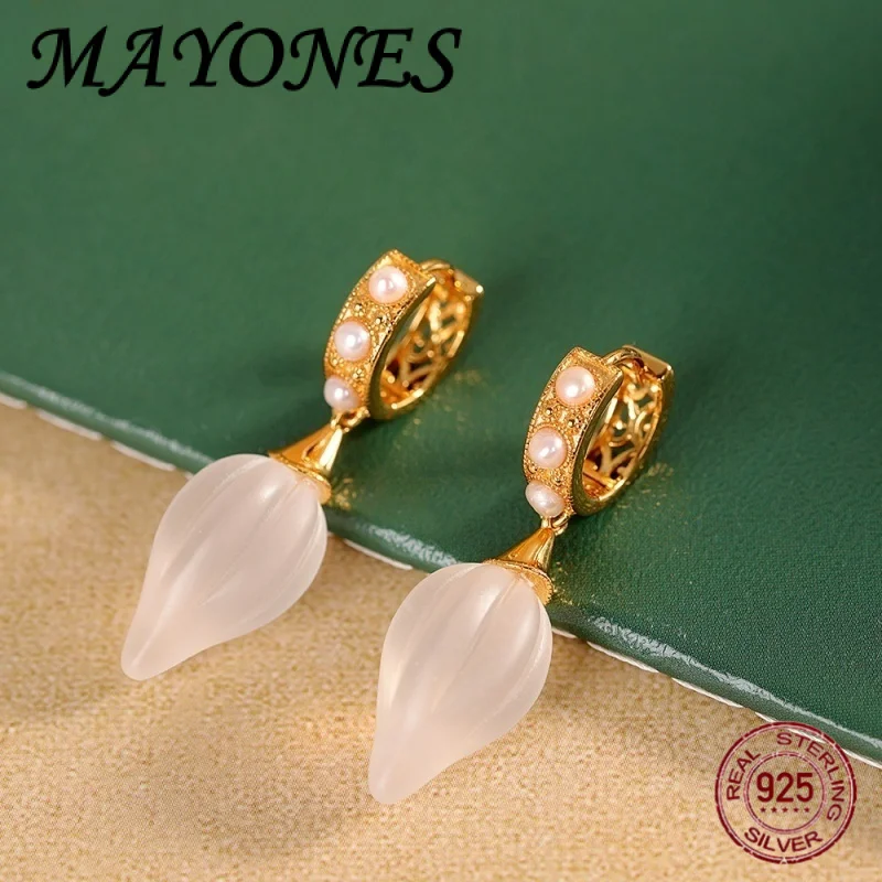 

NEW S925 Silver Gold Plated With Teardrop White Crystal Pendant Huggie Hoop Earrings Women Dainty Dangle Drop Earring Gift