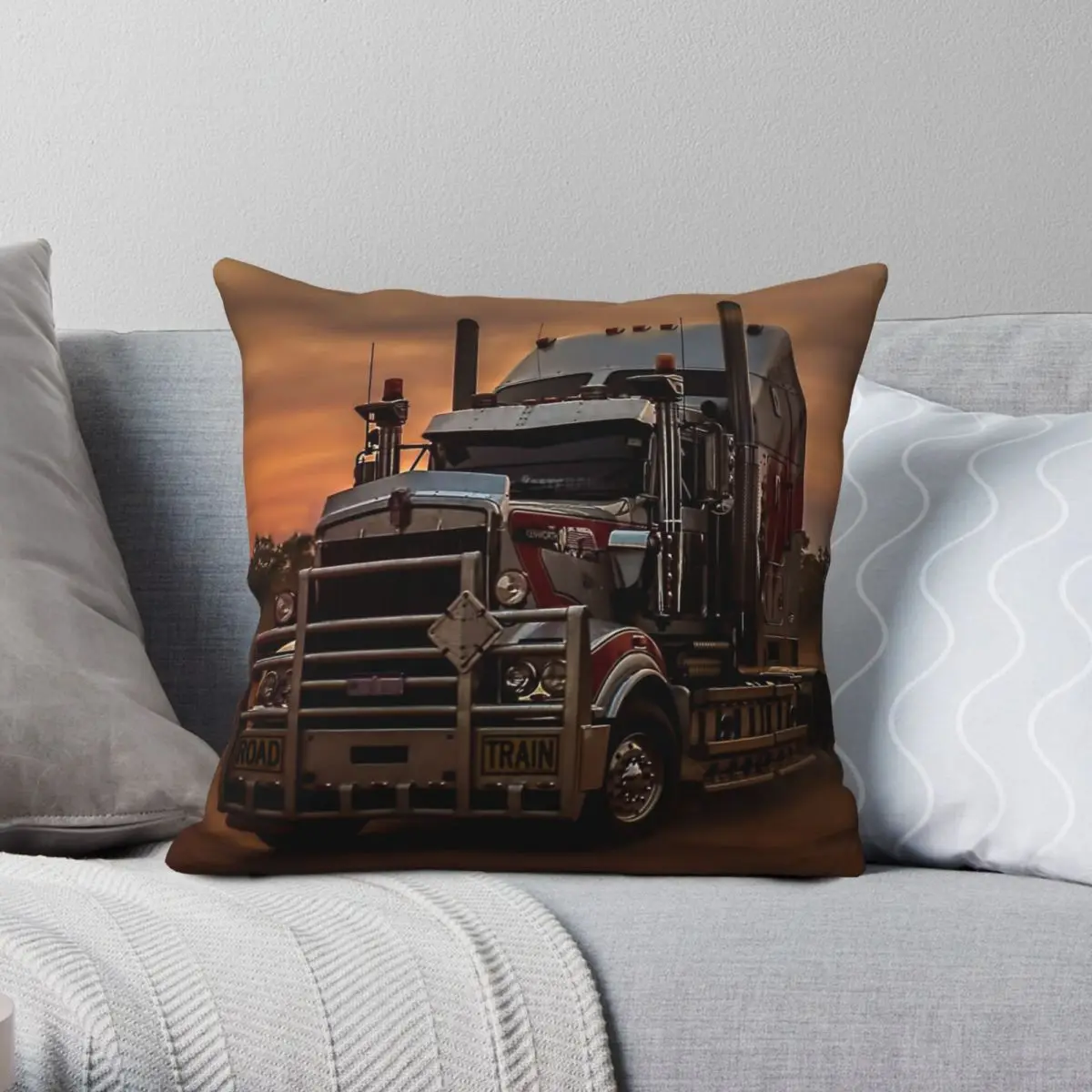 Prime Mover Kenworth Truck Pillowcase Polyester Linen Velvet Pattern Zip Decor Home Cushion Cover Wholesale 45x45