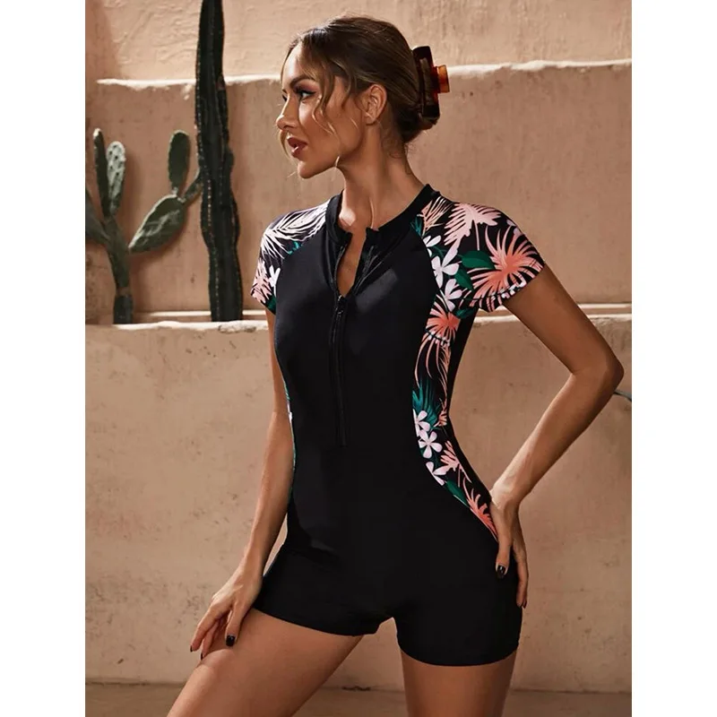 Swimsuit Woman 2024 Short Sleeves Swimwear Women One Piece Tankini Short Surf T-shirtt Swimsuit Dress Plus Size Bathing Suit