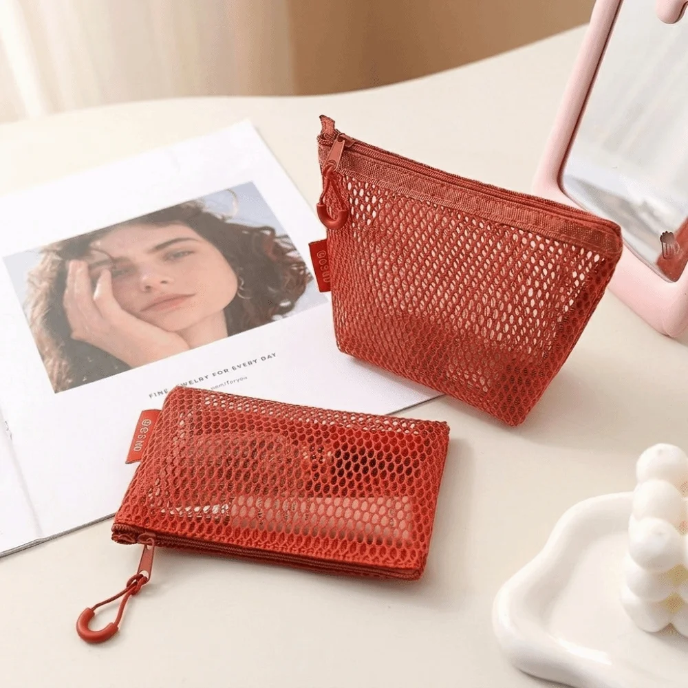 Nylon Transparent Storage Bag Breathable Square Mesh Storage Pouch Lightweight Clear View Charging Cables Storage Travel Storage