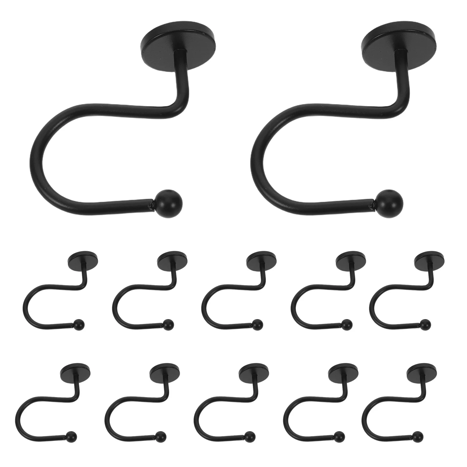 

24Pcs Metal Shower Curtain Hooks Modern Black Finish Construction for Farmhouse Bathrooms Iron Shower Curtain Hook