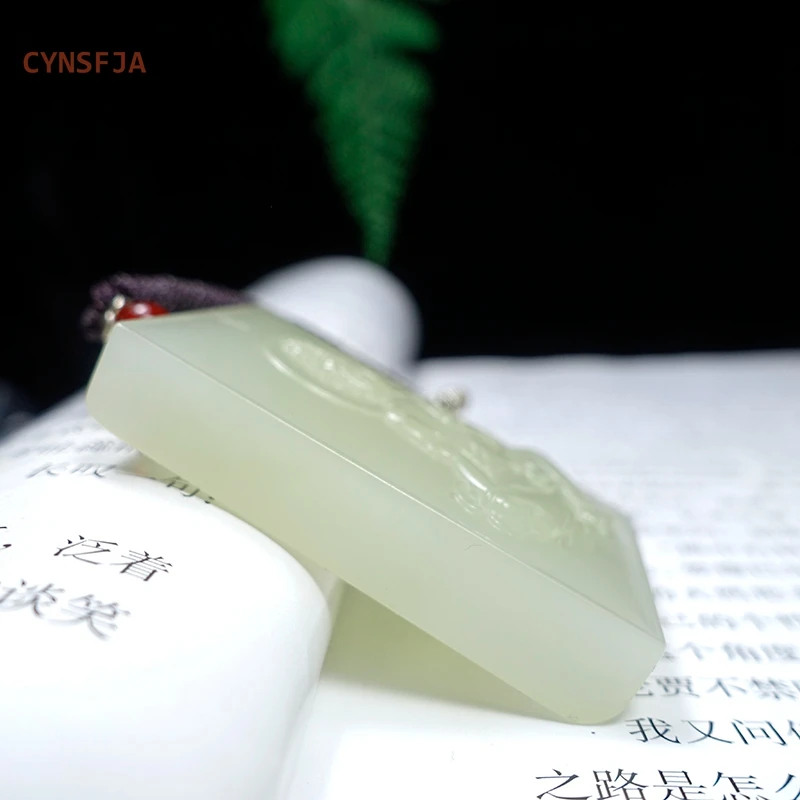 

CYNSFJA New Real Rare Certified Natural Hetian Nephrite Men's Lucky Amulets Guanyin Jade Pendant Charms High Quality Bless Gifts