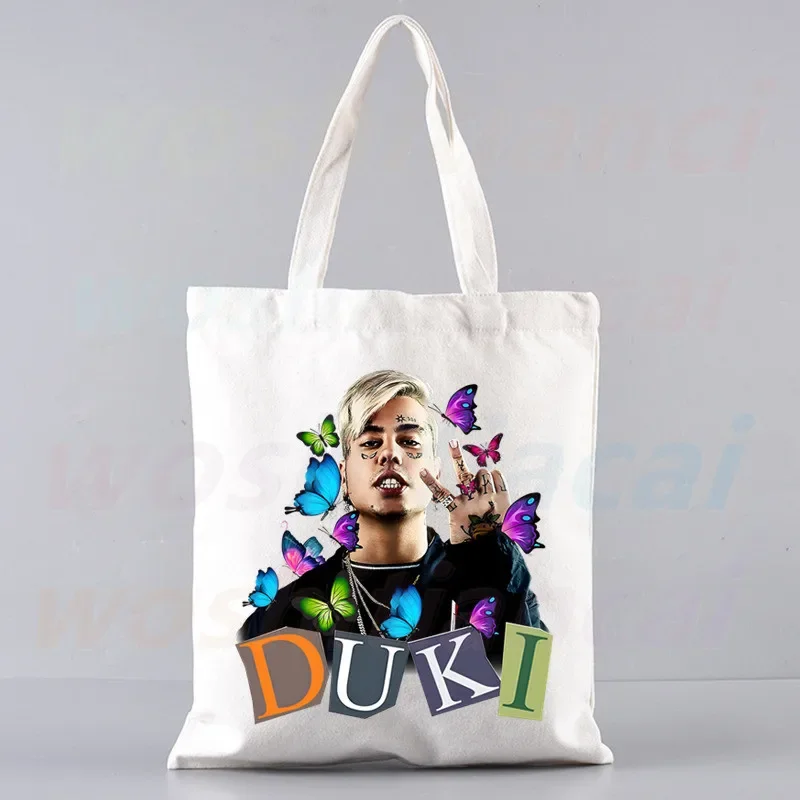 Duki Rapper Shopper Bags for Women Resuable Tote Bag Harajuku Large Capacity Shopping Bag Anime Printing