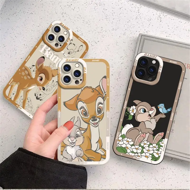 Case For Apple iPhone 11 14 Pro Max 13 12 Mini 15 Plus Silicone Phone Cover Shockproof Protective Disney Bambi Rabbit Cartoon