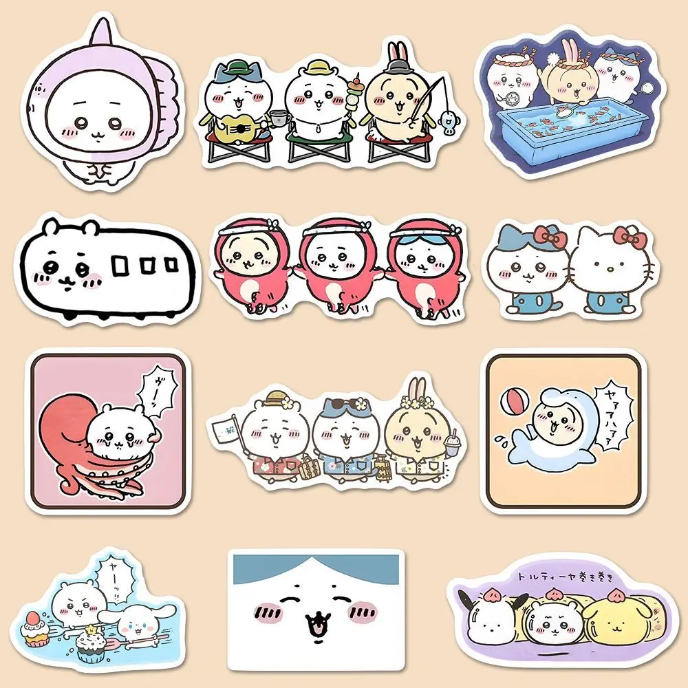 100 pezzi di adesivi Chiikawa Cartoon Hachiware carino decorazione della stanza custodia per cellulare fai da te conto a mano senza colla impermeabile