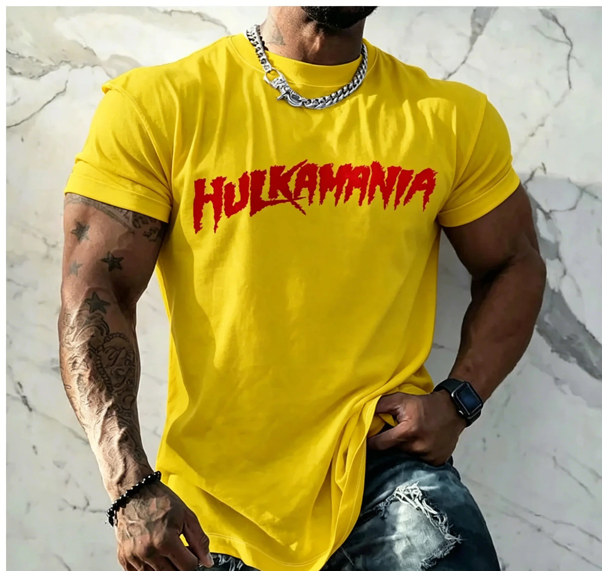 Vintage Jagged Letter Print T Shirt Unisex Loose Fit Short Sleeve Gym Workout Casual Streetwear Tees