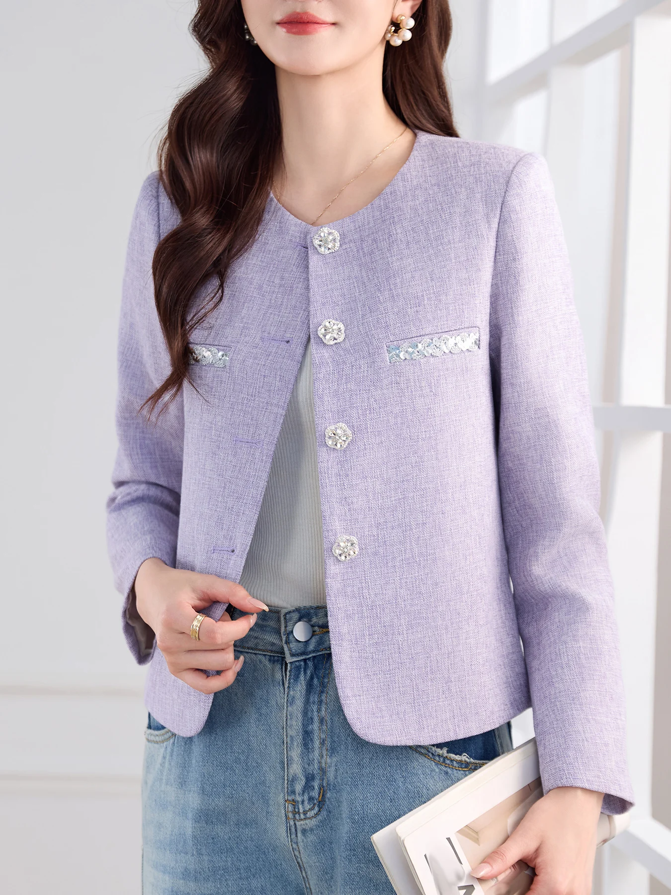 

Pastel Women's Blazer - Elegant Long Sleeve Outerwear for Professional & Smart Casual Looks