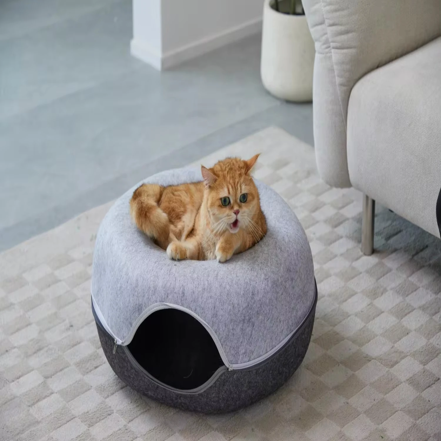 Hexagon duplex colour Cat Tunnel Bed Cat Cave  Multiple Cats Large Cats Scratch Resistant Washable Detachable Round Felt Cat