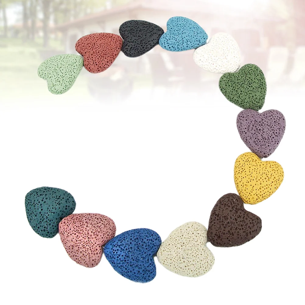 

19Pcs 20x20x8mm Colorful Lava Stone Beads Heart Design DIY Charms for Jewelry Making Pendant Necklace Bracelet Earring Craft