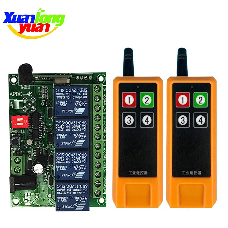 433MHz Universal Wireless Remote Control DC 12V 24V 4CH Relay Radio controller Receiver Module RF Switch & Gate Garage opener