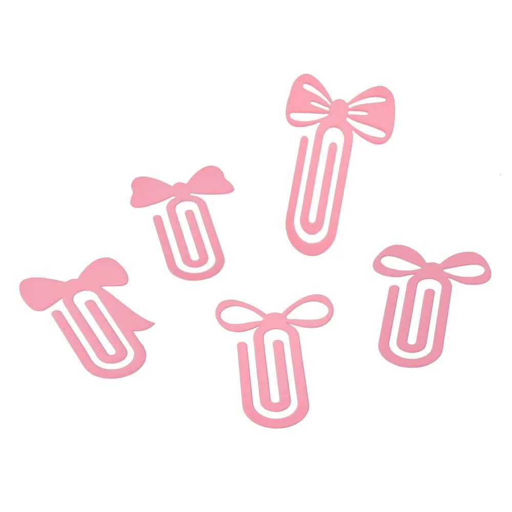 5-piece Coquette Bow Large Paper Clip Metal Iron Bow Side Clip Bookmark, Pink Sublimation Paper Clip Cute Decoration Teacher.