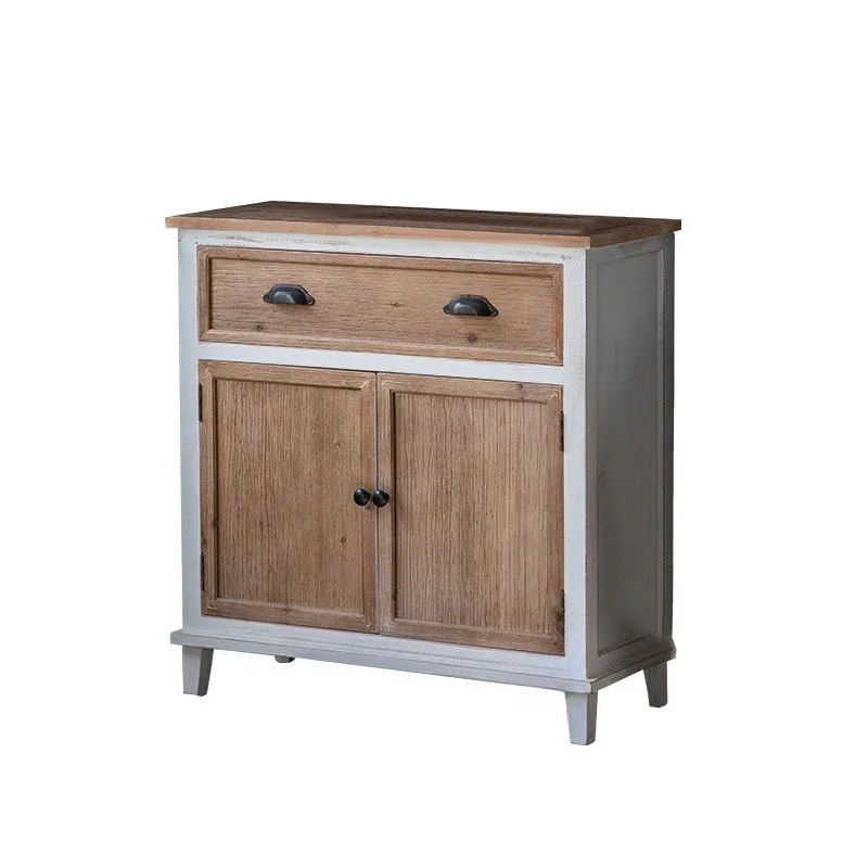 

American retro and old furniture, solid wood foyer entrance cabinet, bed and breakfast living room