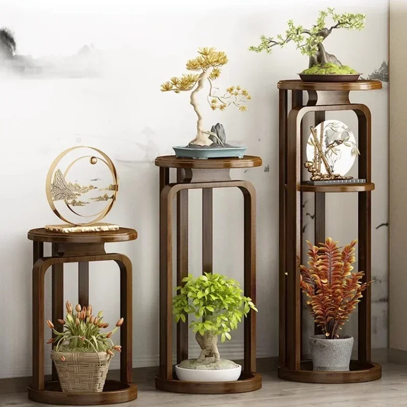 Chinese-style Flower Stand Bamboo Plant Shelf Vintage Floor Ornaments Indoor Room Bonsai Traditional Plant Classic Bamboo Rack