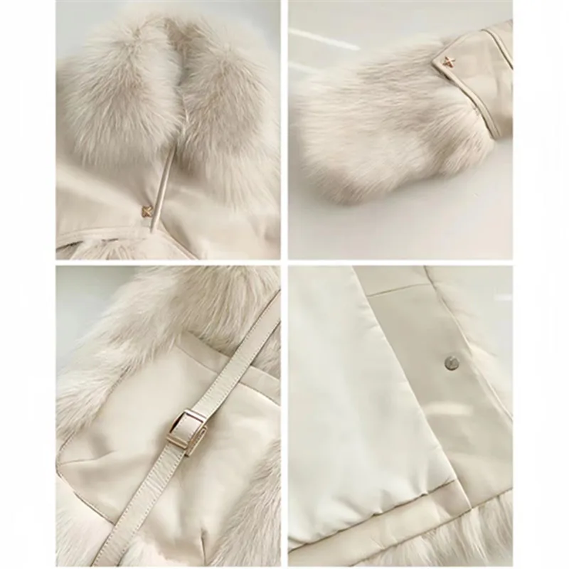 Women\'s Winter Faux Fur Coats, Spliced White Jacket, Female Loose Thicken Warm Clothes, High Quality, Promotion, New, 2022