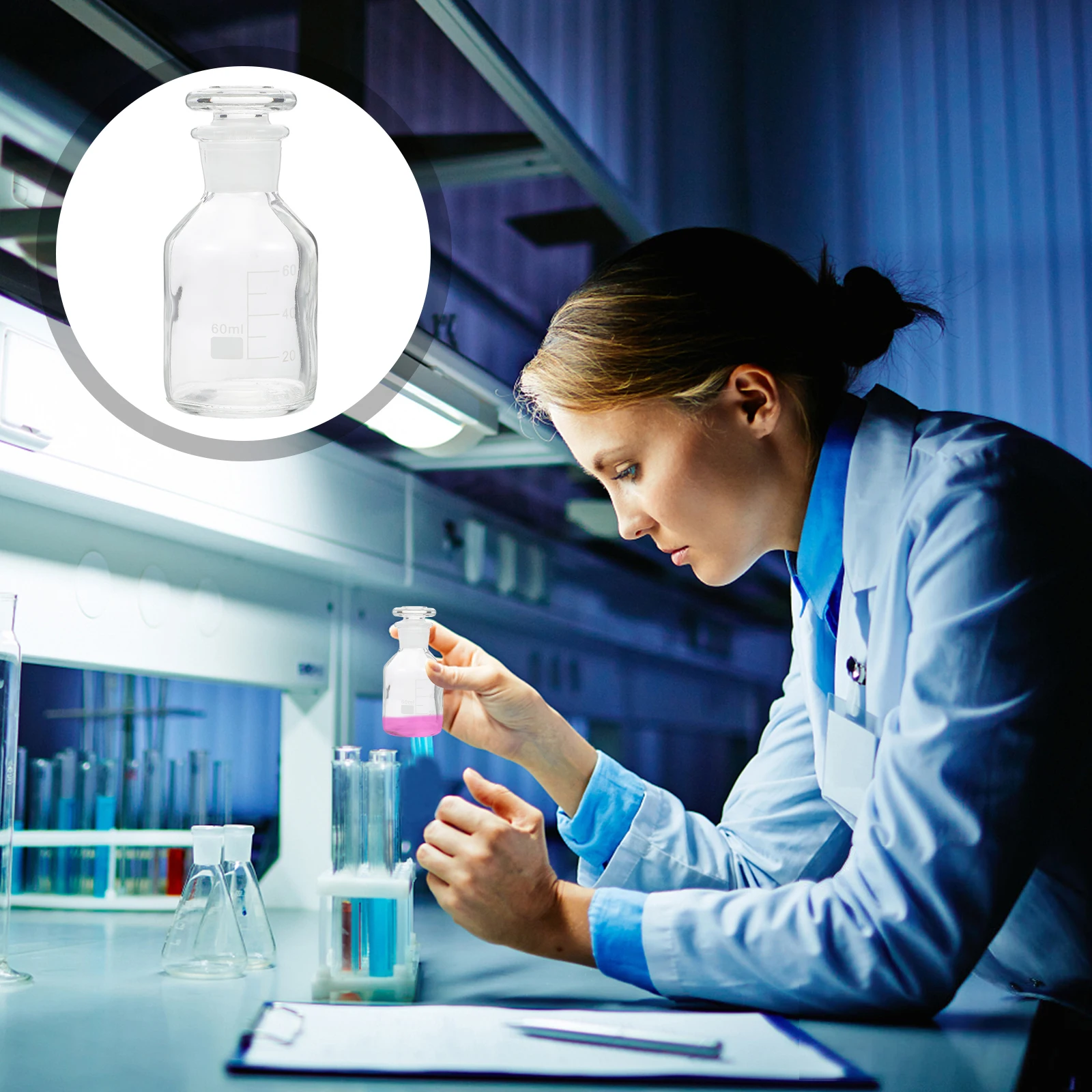 

Wide-mouthed Glass Reagent Bottle Laboratory Refillable Chemical Bottles Sample Storage Liquid Containers with Lids