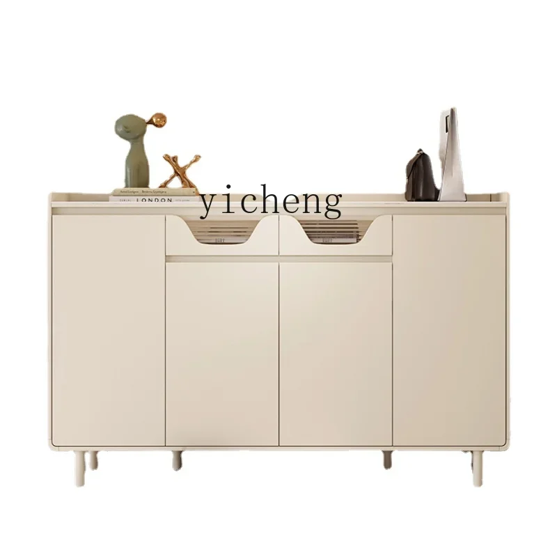 ZK Cream Style Shoe Cabinet Door Home Entrance Cabinet Integrated Wall Entrance Foyer Hallway