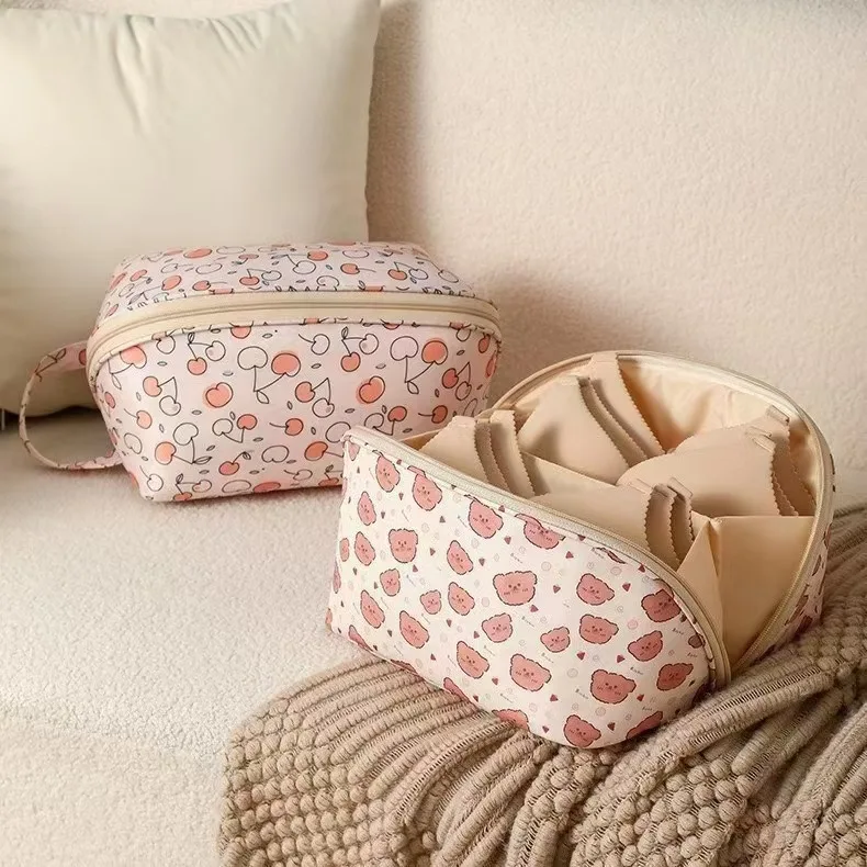 Korean Style Travel Underwear Storage Bag Women's Portable Bra Bag Three-in-One Private Item Storage Bag Polyester Fiber