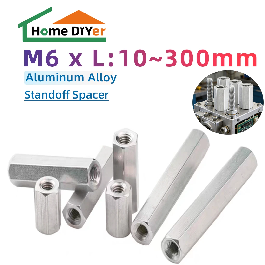 

5Pcs M6 Hex Column Pillars Aluminum Alloy Motherboard Standoffs Hexagonal Board Rack Spacing Screw Bolts Spacer
