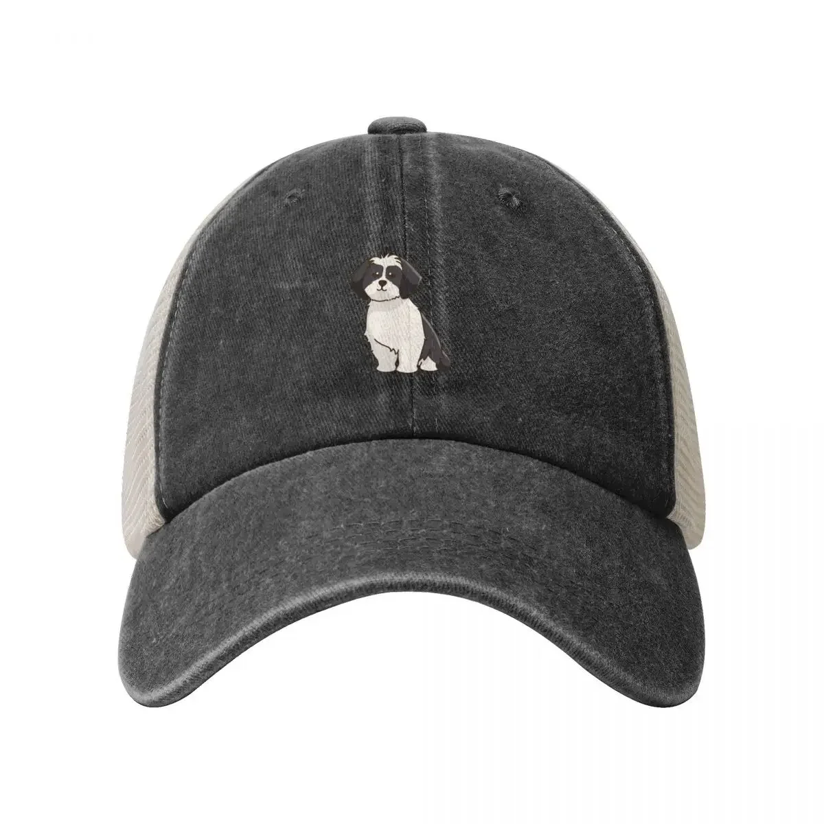 Simple black and white Shih Tzu sitting down Baseball Cap cute Brand Man cap summer hat Women Beach Fashion Men's