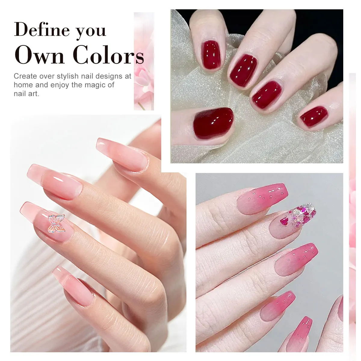 Limegirl 10 pçs/set gel unha polonês uv brilhante rosa gel semi-permanente imersão arte do prego gel vernish para kits de manicure