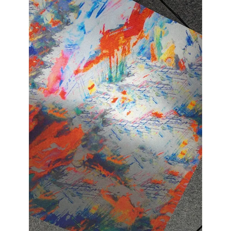 Colorful Abstract Pattern Reflective Color Changing Fabric Sportswear Thin Creative Experimental Cloth for Diy Sewing