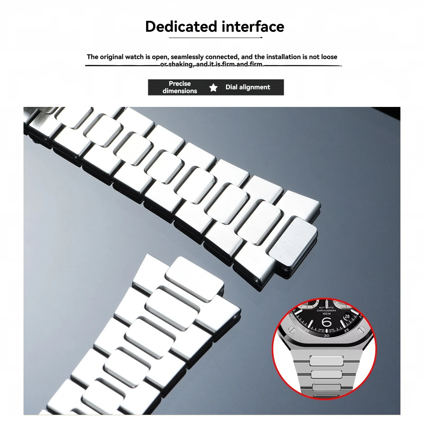 316L Stainless Steel Watch Strap For Bell & Ross BR05A BR05C-A523 Square Watch