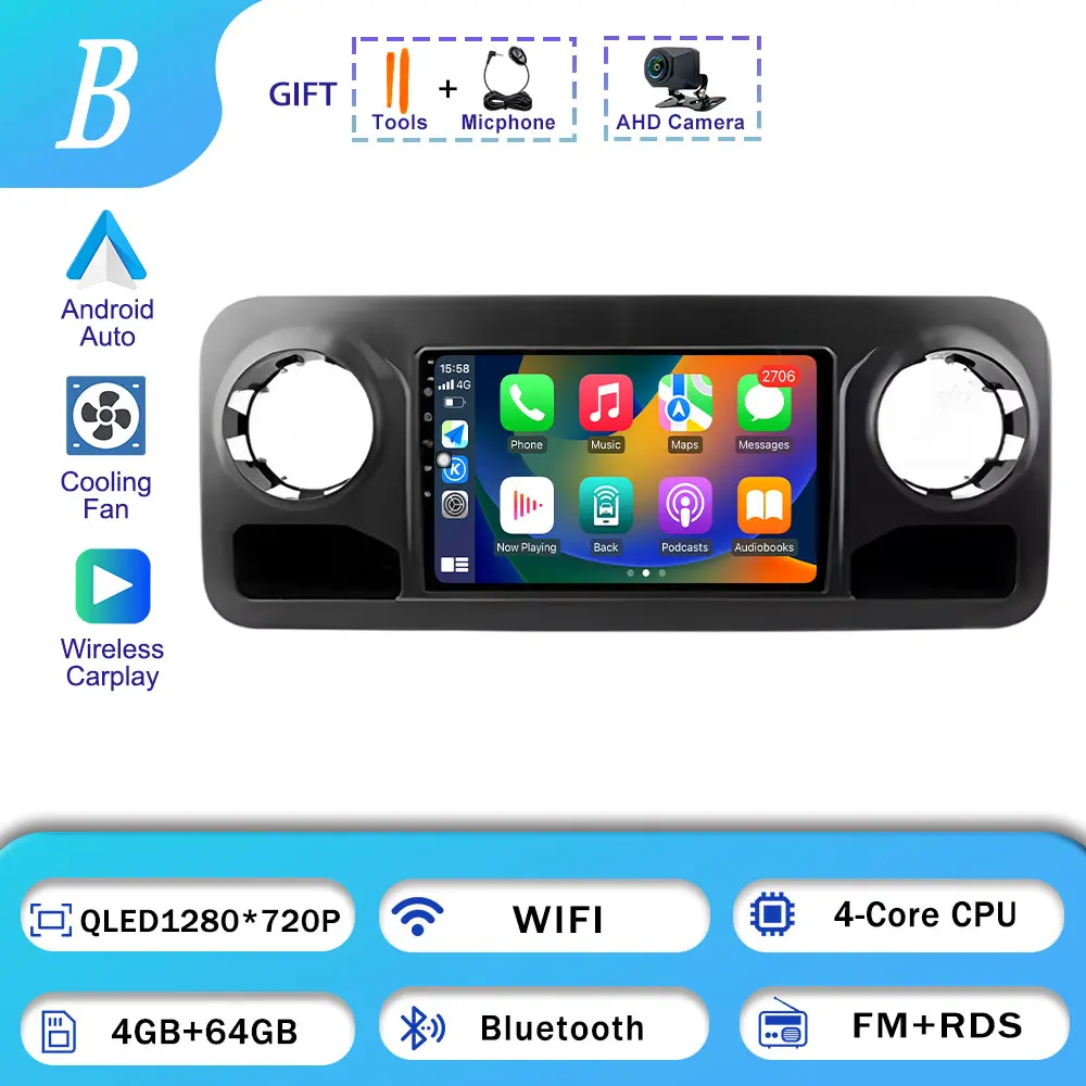 Voor Mercedes Benz Sprinter 2018-2022 Autoradio BT GPS Navigatie WIFI Stereo Multimedia Android 16 Draadloze Auto Speler carplay