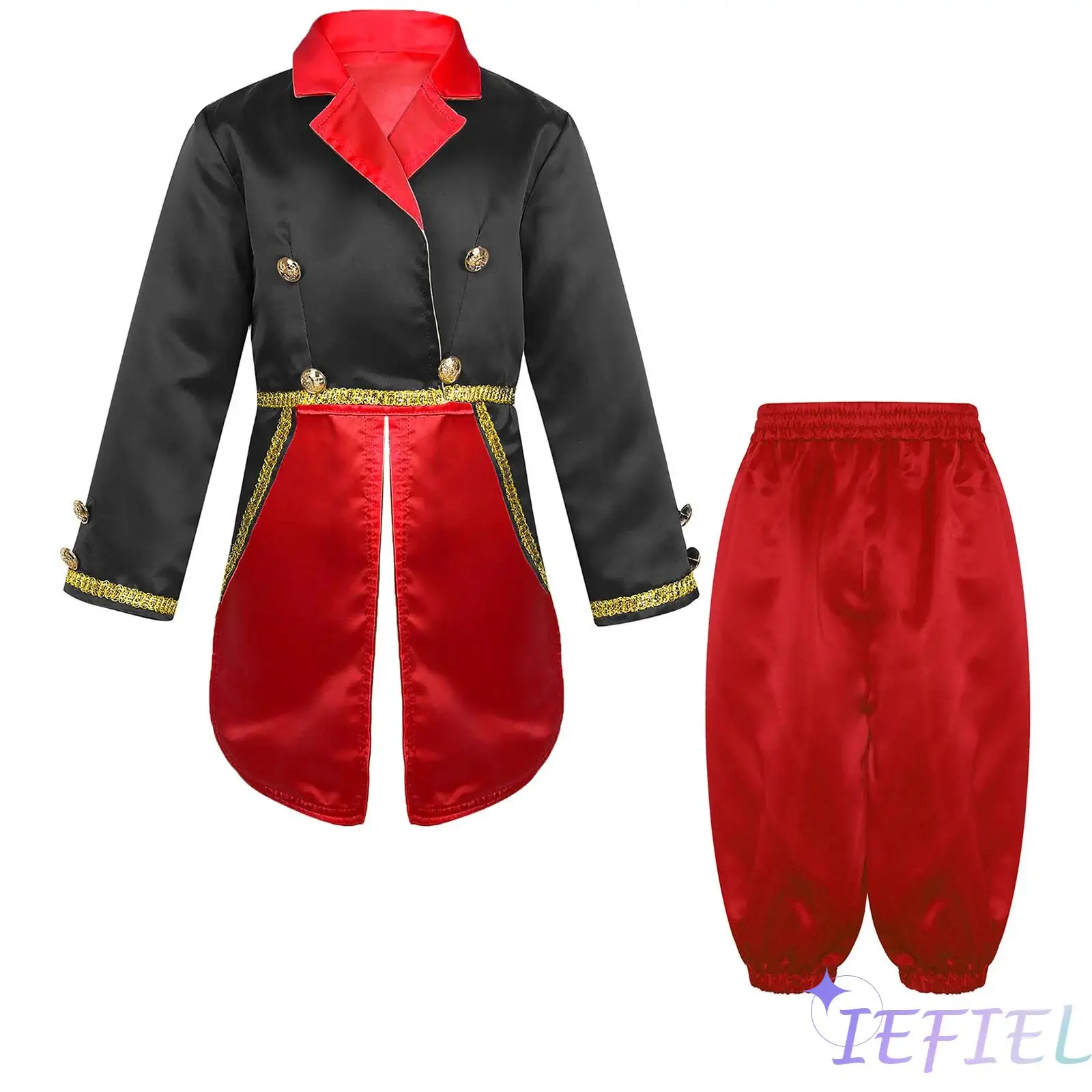 

Kids Boys 2Pcs Halloween Prince Roleplay Costume Long Sleeves Turn-Down Collar Tuxedo Jacket Tailcoat And Solid Color Pants Set
