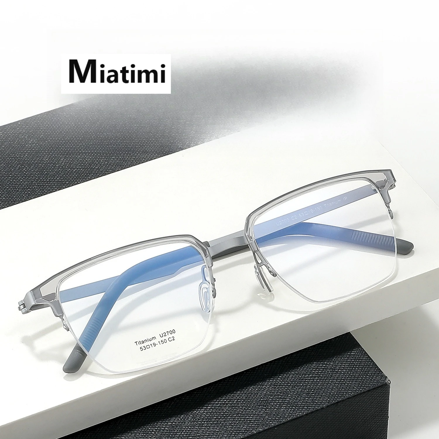 

Denmark Screwless Design Pure Titanium Glasses Frame men Square Retro Eyeglasses frames Acetate Business half male eyewear