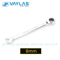 8mm Ratchet Wrench Spanner Mirror Polished Fixed Head 72T Ratcheting High Torque Multitool Repair Hand Tool