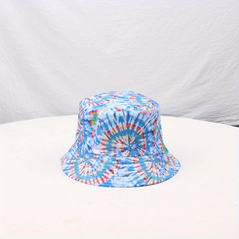 Tie-Dye Rotary 3D Print Bucket Hat Outdoors Women Men Caps Travel Sunscreen Hat Reversible Fisherman Cap Sun Protection