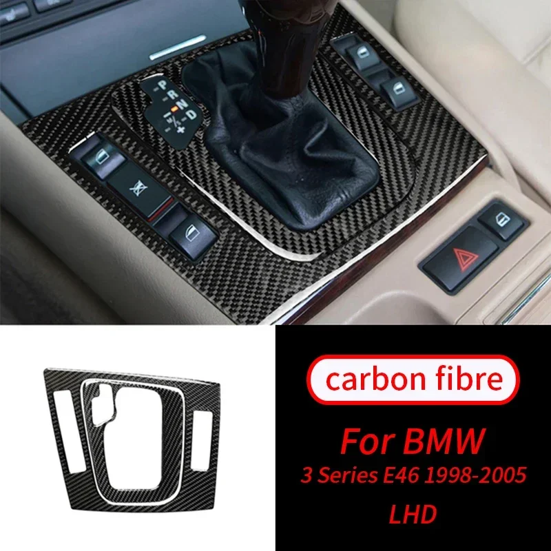 

For BMW 3Series E46 1998-2005 Real Carbon Fiber Gear Shift Panel Covers Trim Decals Car Interior Mouldings Car Interior Supplies