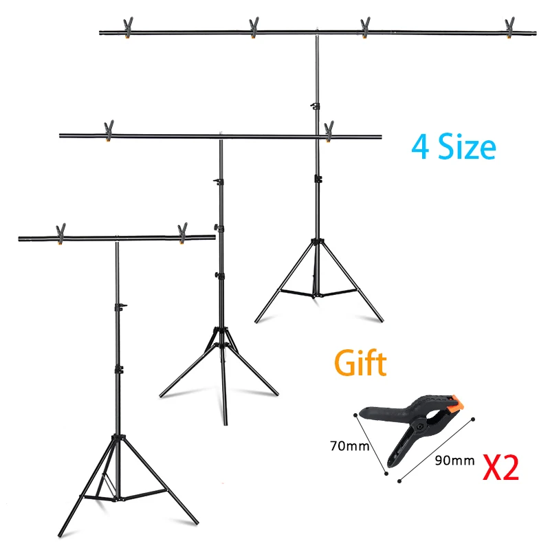 SH Photography T-Shape Backdrop Background Stand Frame Support System Kit For Photo Studio Video Chroma Key The Bar With Stand