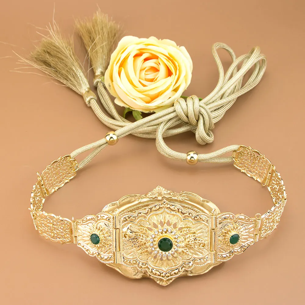 Arabic Medieval Court Robe Belt For Women Gold Color Metal Caftan Rope Waist Chain Tassels Morocco Bridal Bijoux