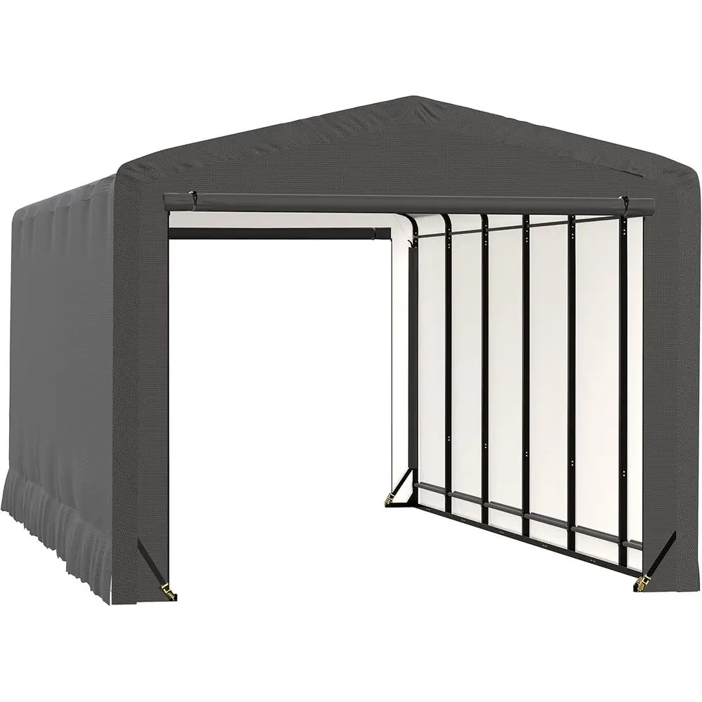 

12x27x10ft Steel Shelter Garage with Heavy-Duty Frame for Wind & Snow, Gray