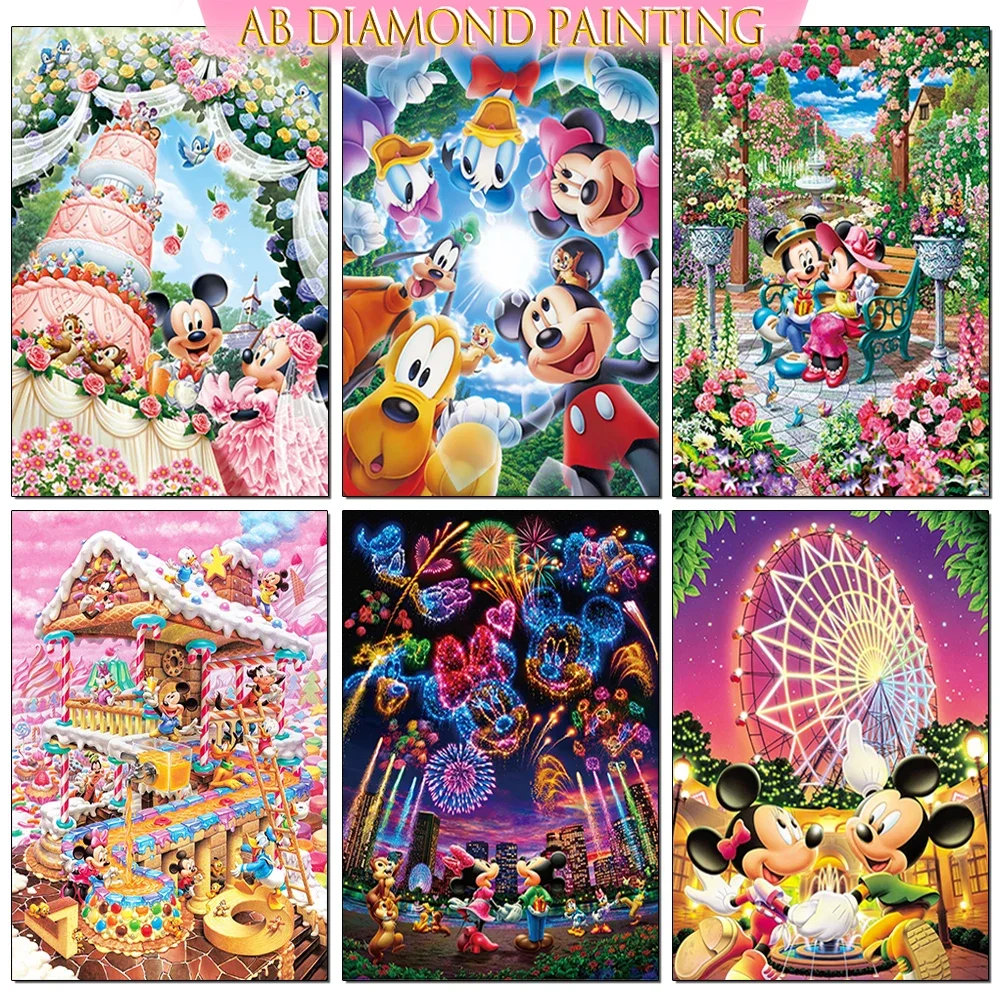 DIY Disney Diamond Painting Mickey Minnie Cartoon Cross Stitch Mosaic Set AB Rhinestone Embroidery Castle Art Home Decoration