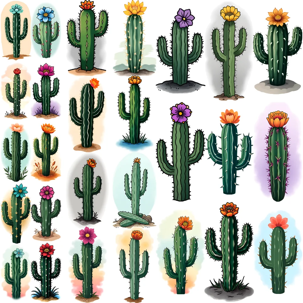 

28pcs Temporary Tattoo Cactus Designs Waterproof Long-lasting Body Stickers Tattoos New School Traditional For Men Women
