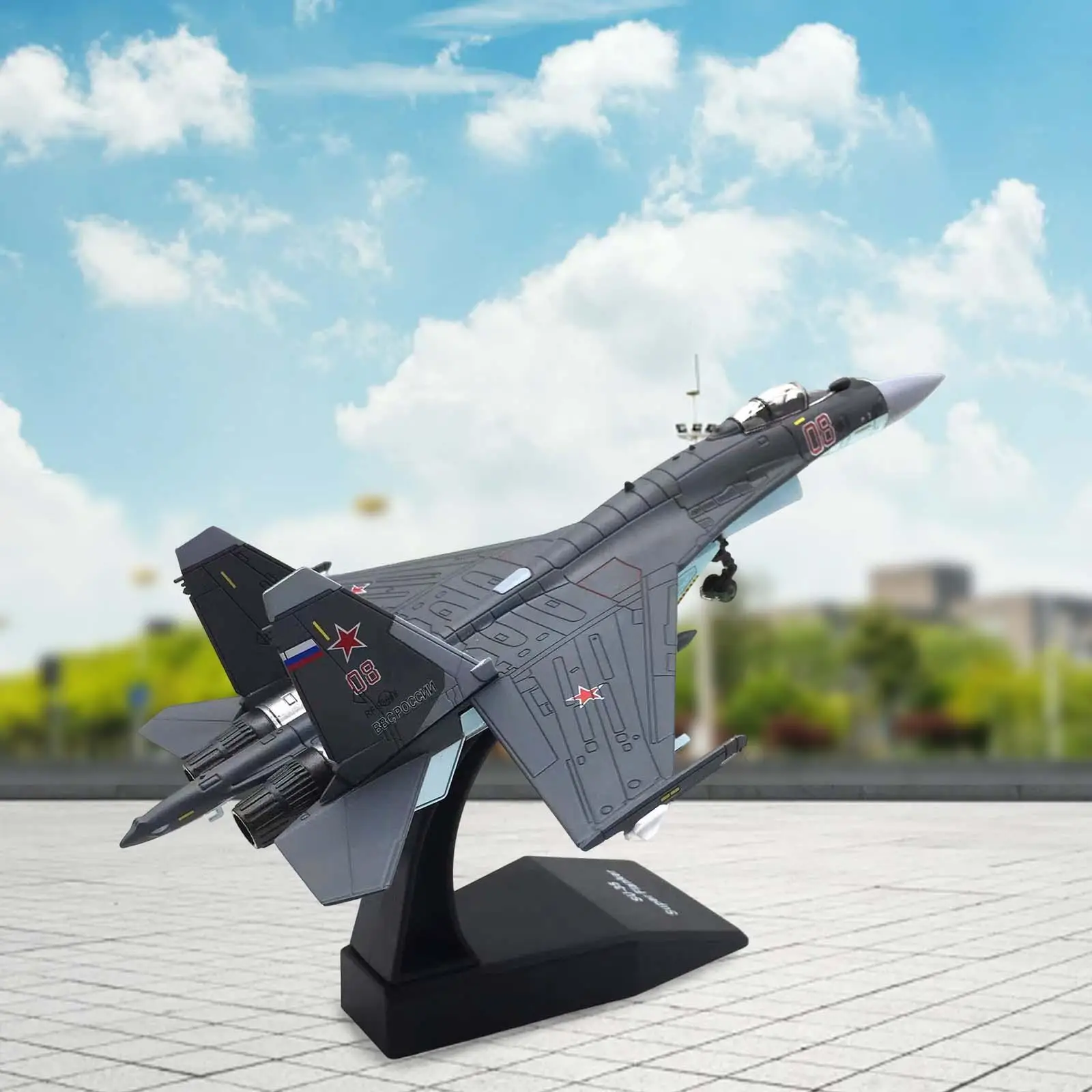1/100 Alloy Russian Plane Model SU-35 Diecast Plane for Shelf Bedroom Decor
