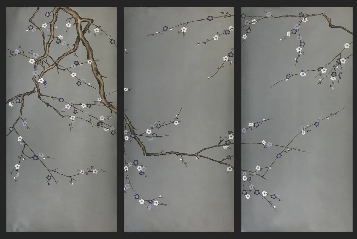 

Luxury Wallpaper Silk/Fabric Hand-Painted Plum Blossom Bedroom/Living/Study/Dining Room/Porch/Sofa/TV Background Wallcovering