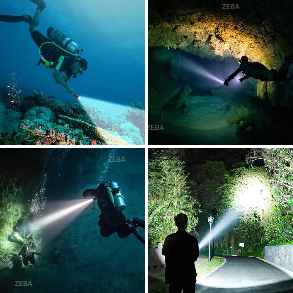 9000000000LM Powerful LED Diving Flashlight Waterproof Diving Torch Underwater Lantern Lamp Portable Magnetic Switch Flashlights