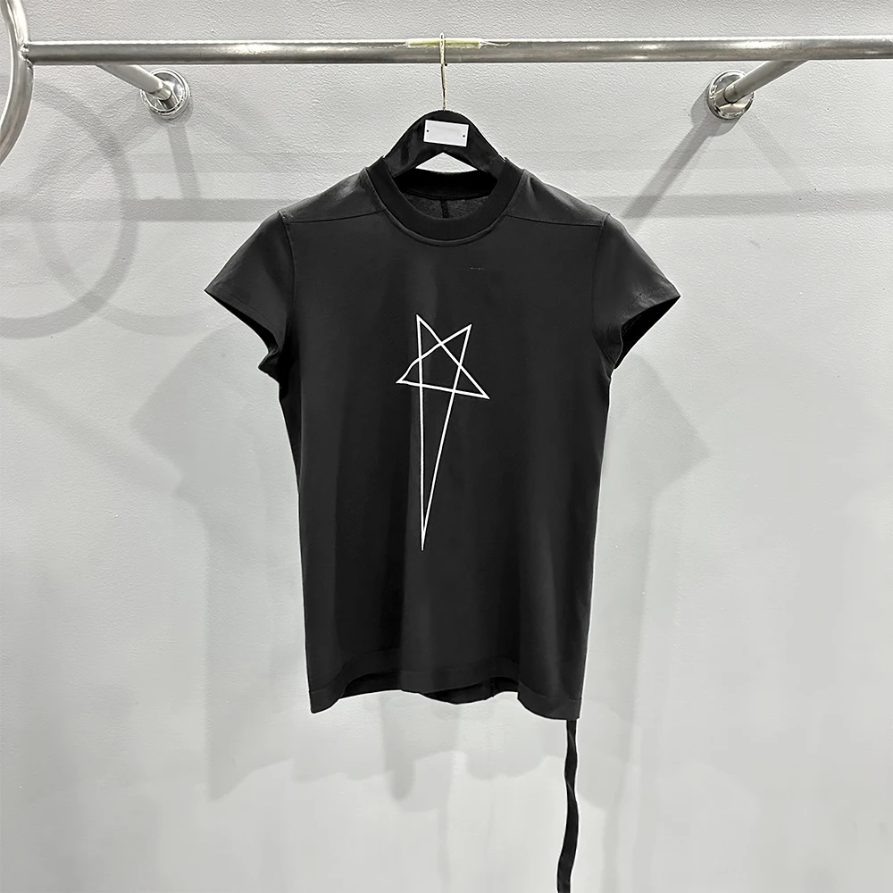 Star Pattern Women's T-shirt Y2k Flutter Decoration Elegant Commuter Round Neck Short Sleeve T-Shirt Tops 2025 Spring New